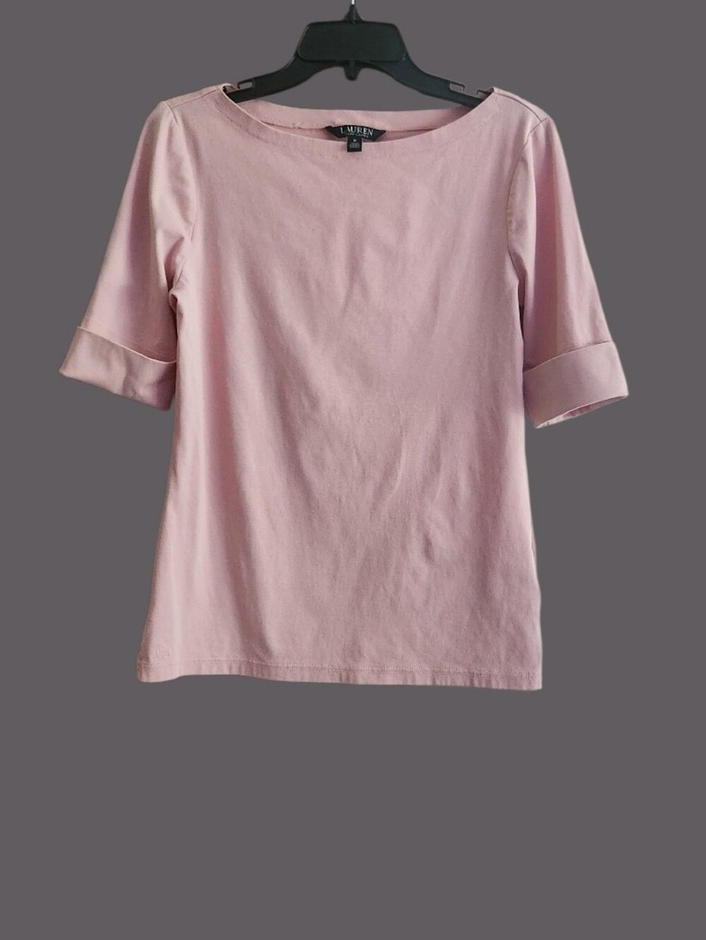 Lauren Ralph Lauren Pink Boatneck Elbow-Sleeve Top